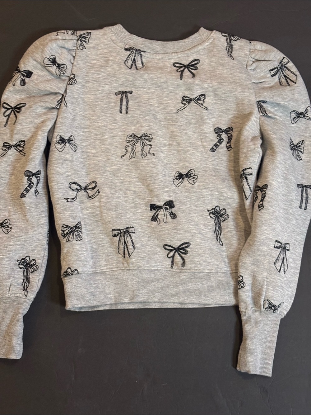 Anthropologie Maeve Feminine Bow Sweater Sweatshirt Puff Sleeves Women’s XXS - Picture 6 of 8